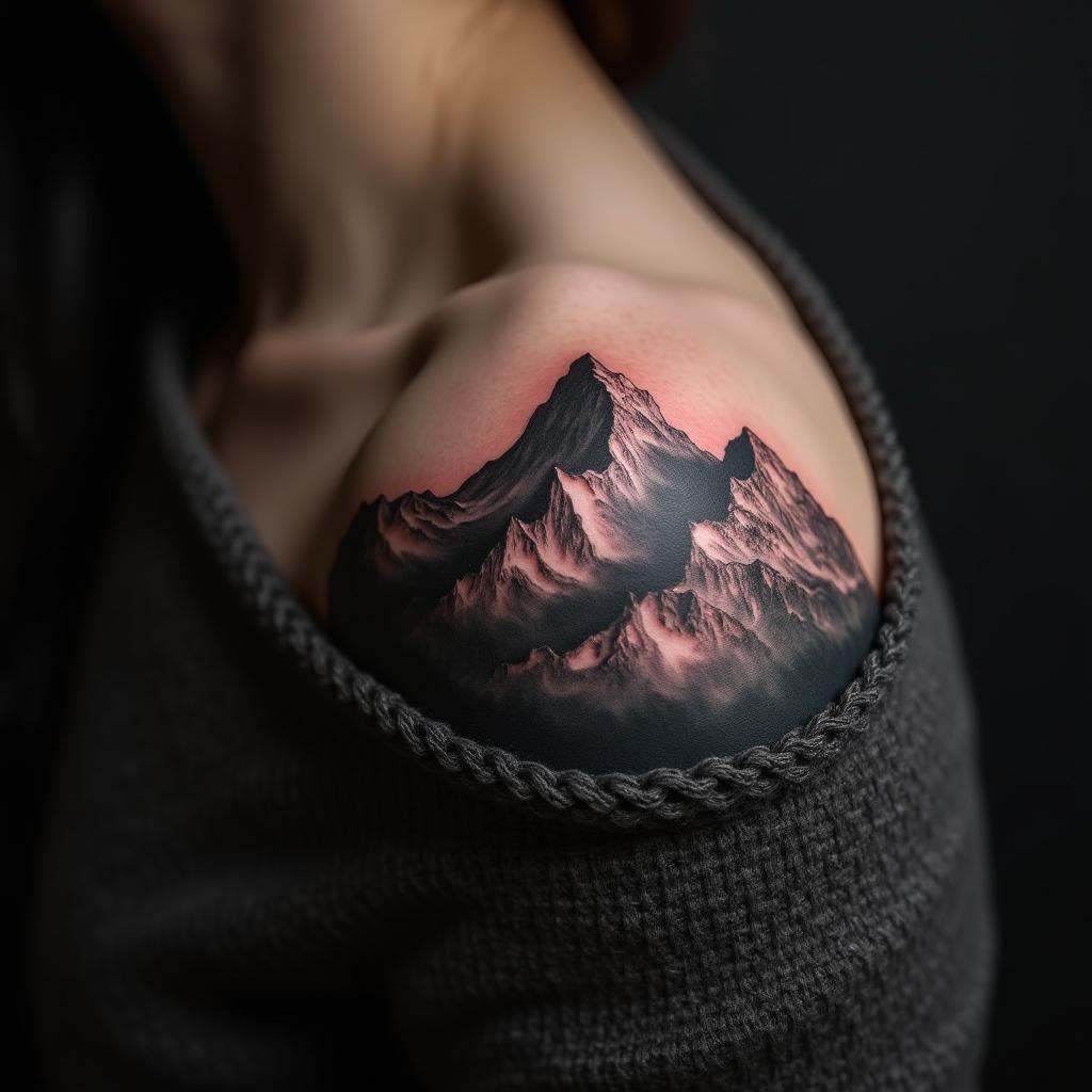 Mountain Tattoo On Shoulder 3