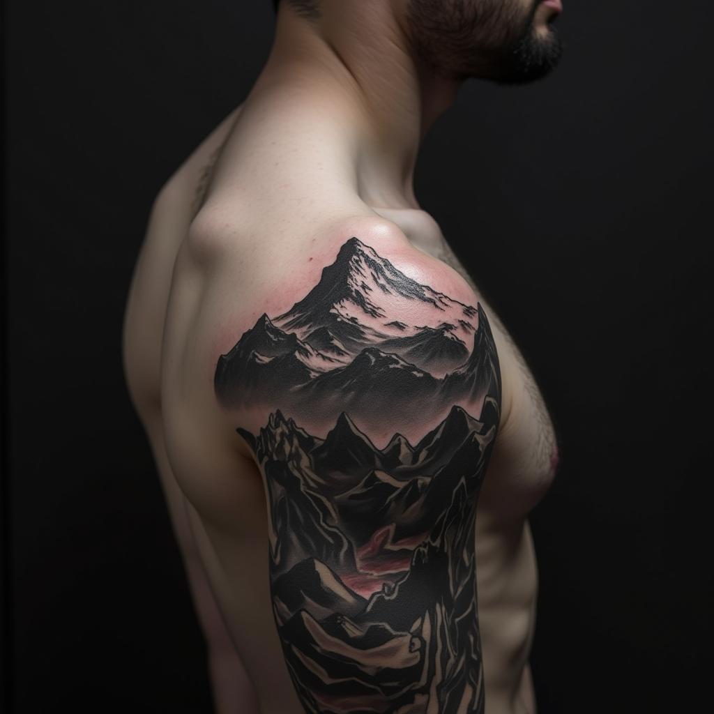 Mountain Tattoo On Shoulder 4