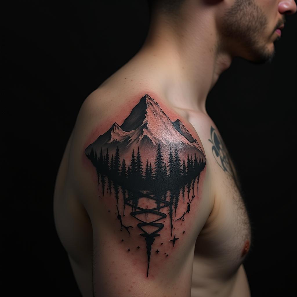 Mountain Tattoo On Shoulder 5