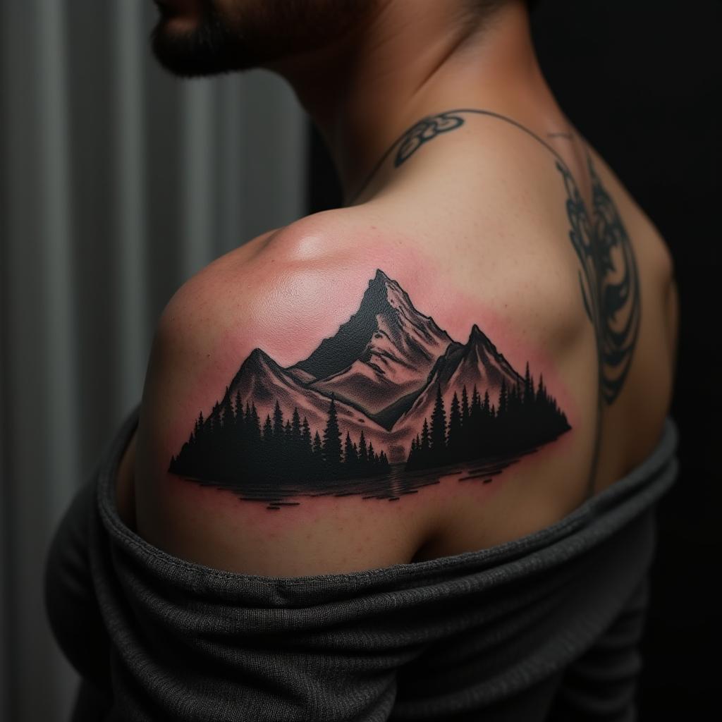 Mountain Tattoo On Shoulder 9