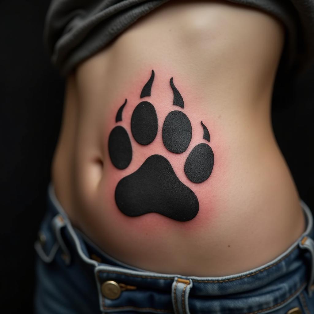 Paw Tattoo On Stomach 13