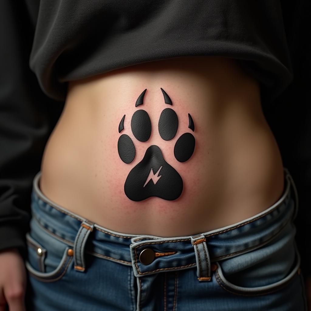 Paw Tattoo On Stomach 4