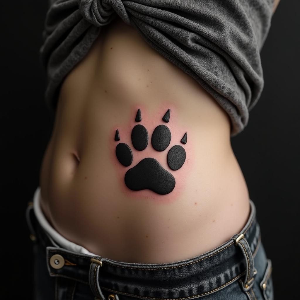 Paw Tattoo On Stomach 9