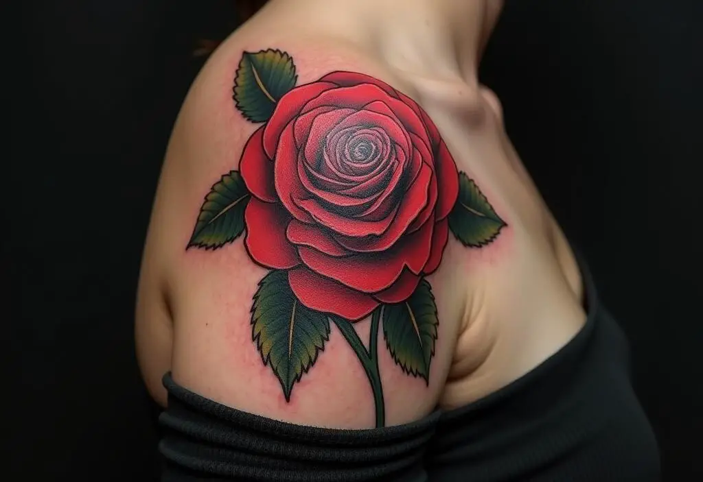 Rose Tattoo On Shoulder 1