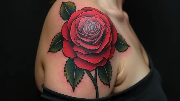 Rose Tattoo On Shoulder 1