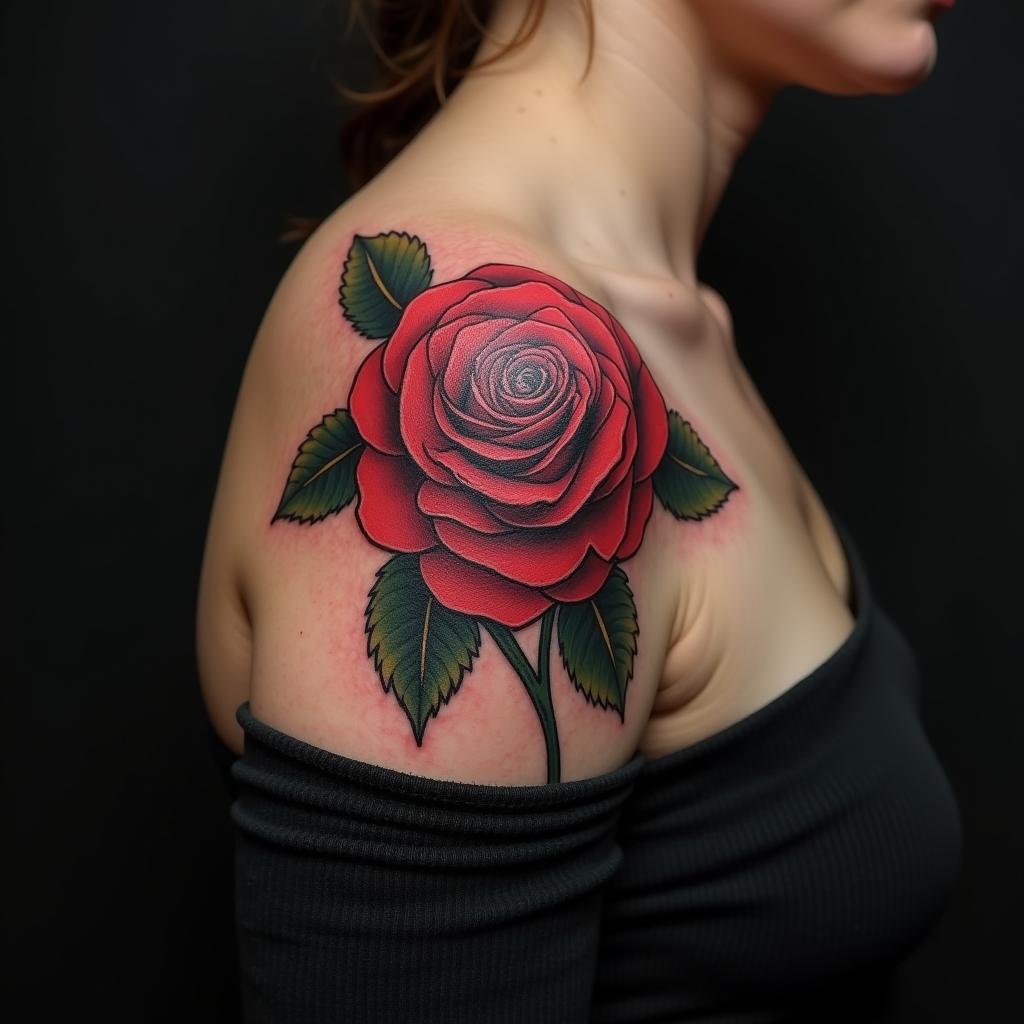 Rose Tattoo On Shoulder 1