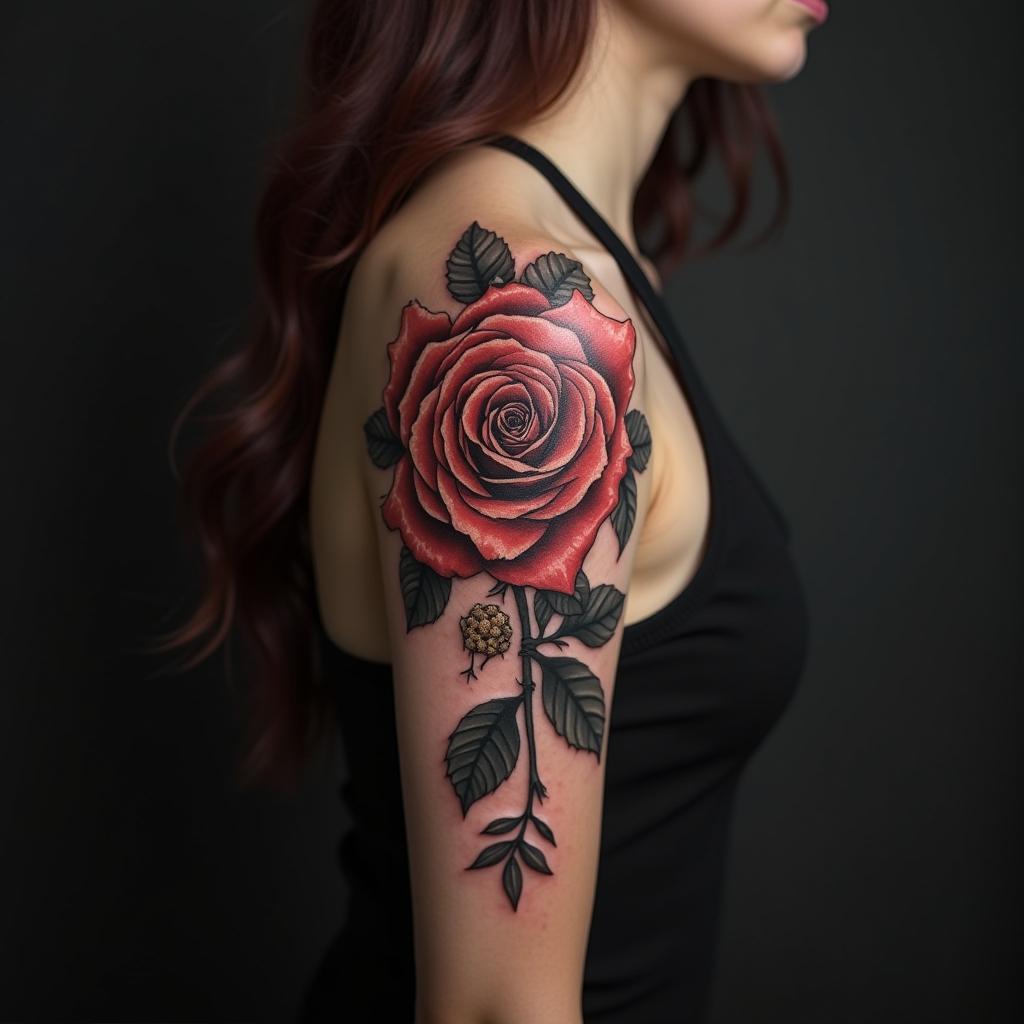 Rose Tattoo On Shoulder 11