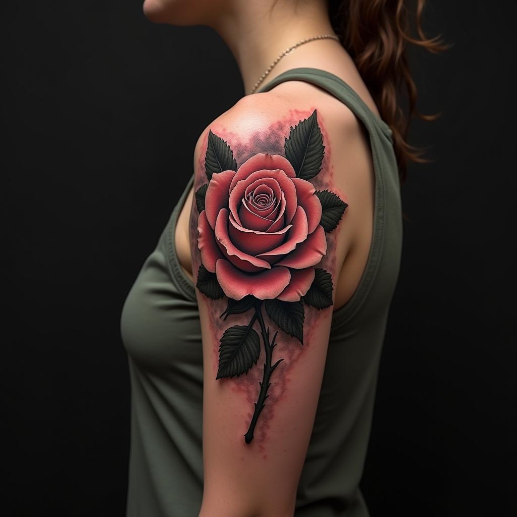 Rose Tattoo On Shoulder 12