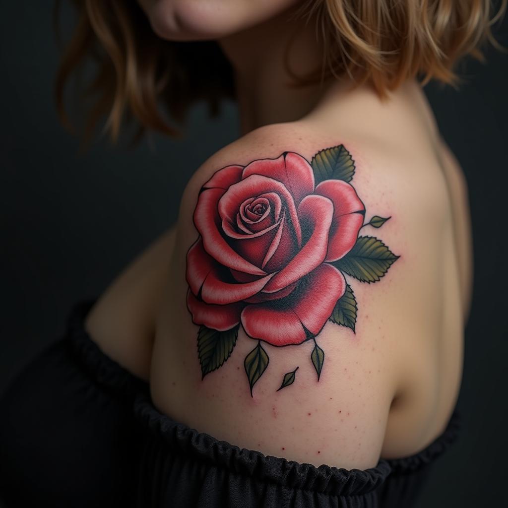 Rose Tattoo On Shoulder 13