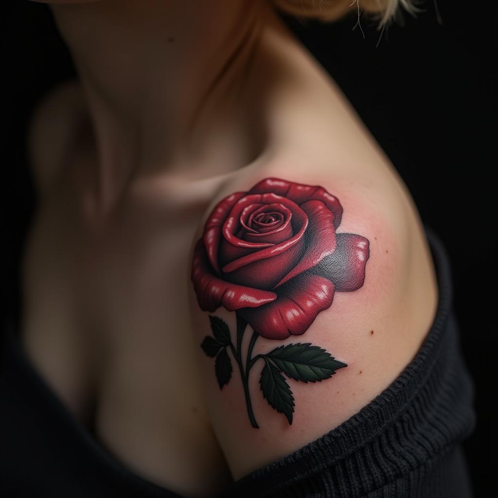 Rose Tattoo On Shoulder 14