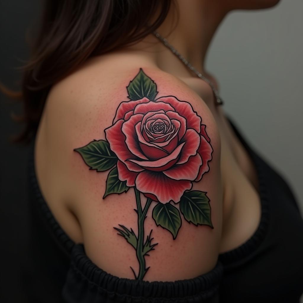 Rose Tattoo On Shoulder 2