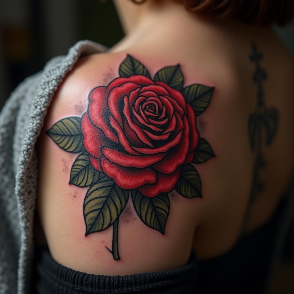 Rose Tattoo On Shoulder 3