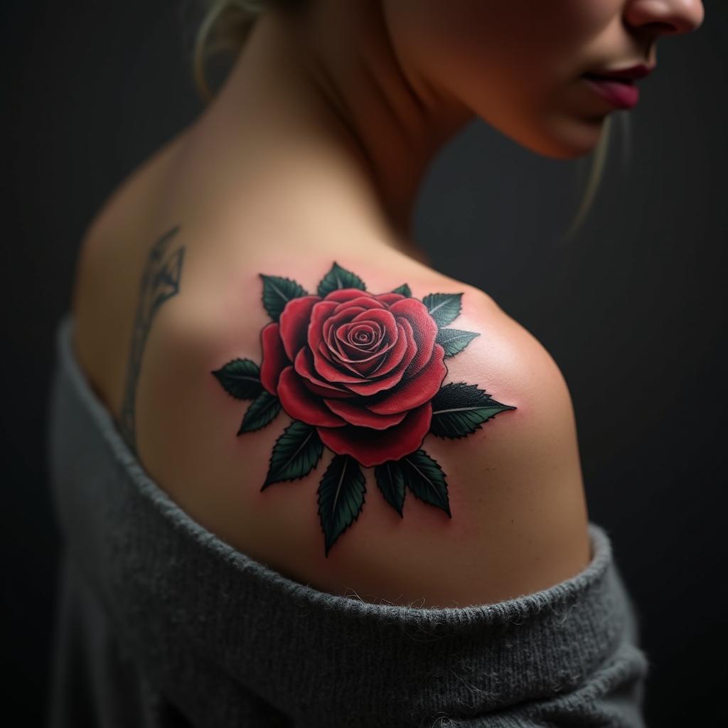 Rose Tattoo On Shoulder 5