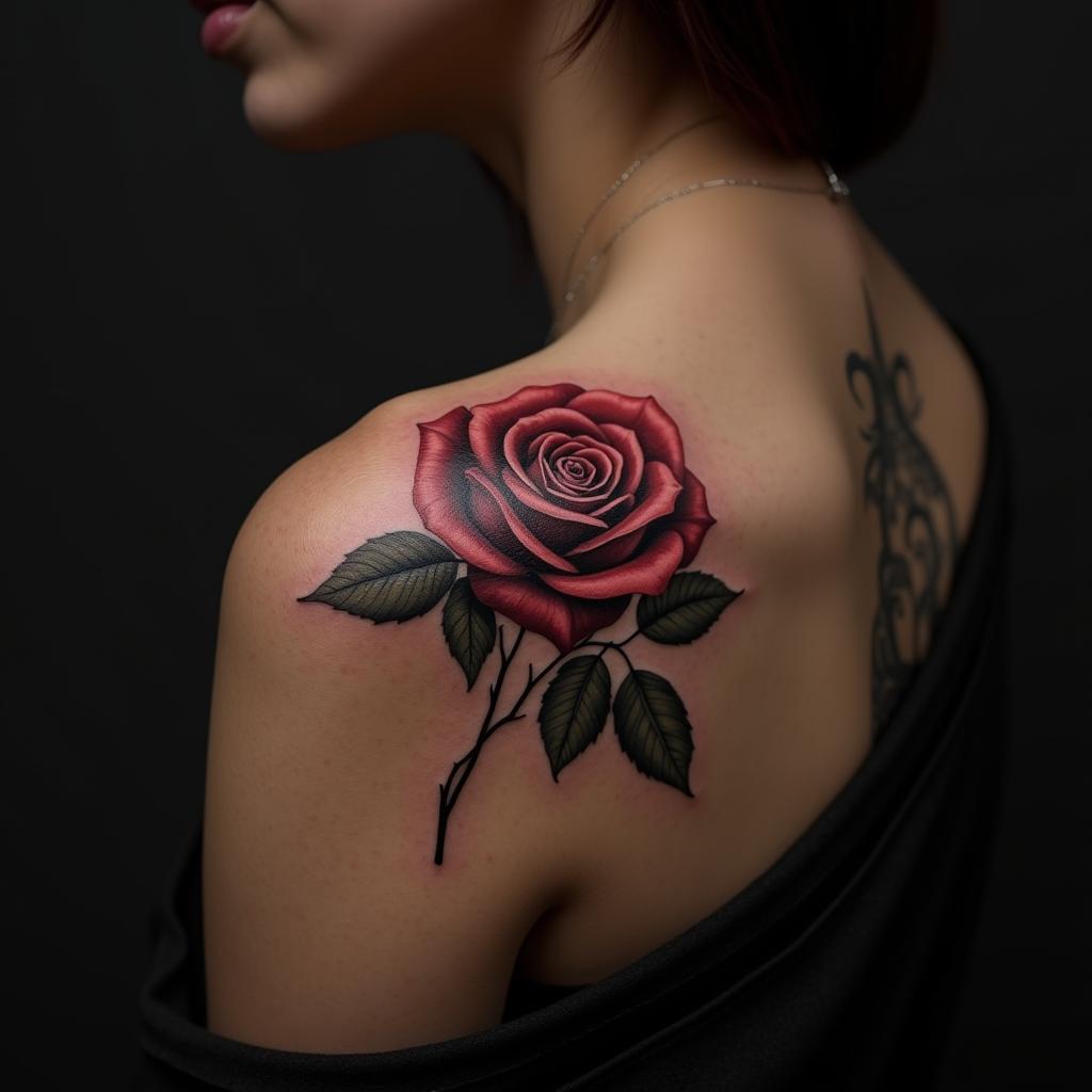 Rose Tattoo On Shoulder 8