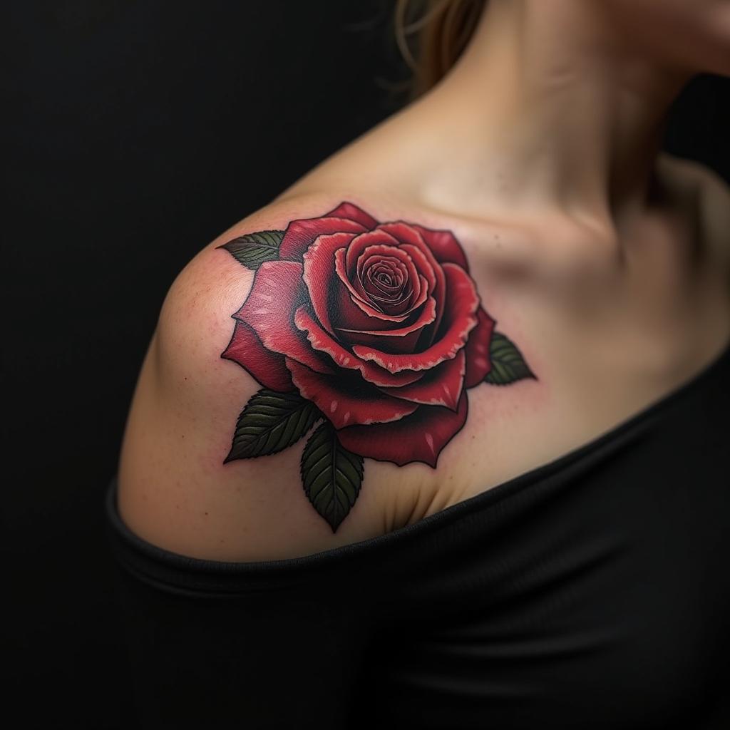 Rose Tattoo On Shoulder 9