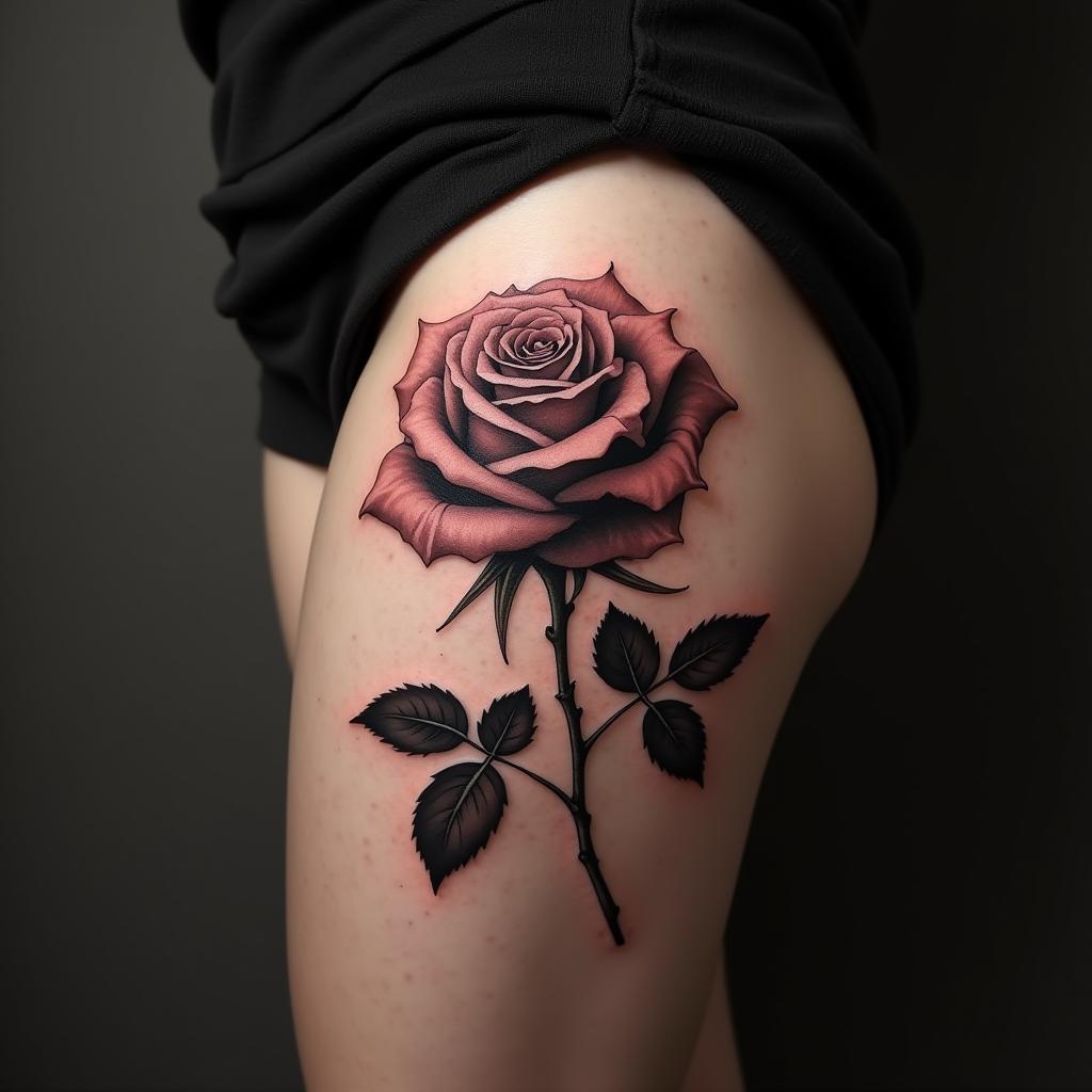 Rose Tattoo On Thigh 2