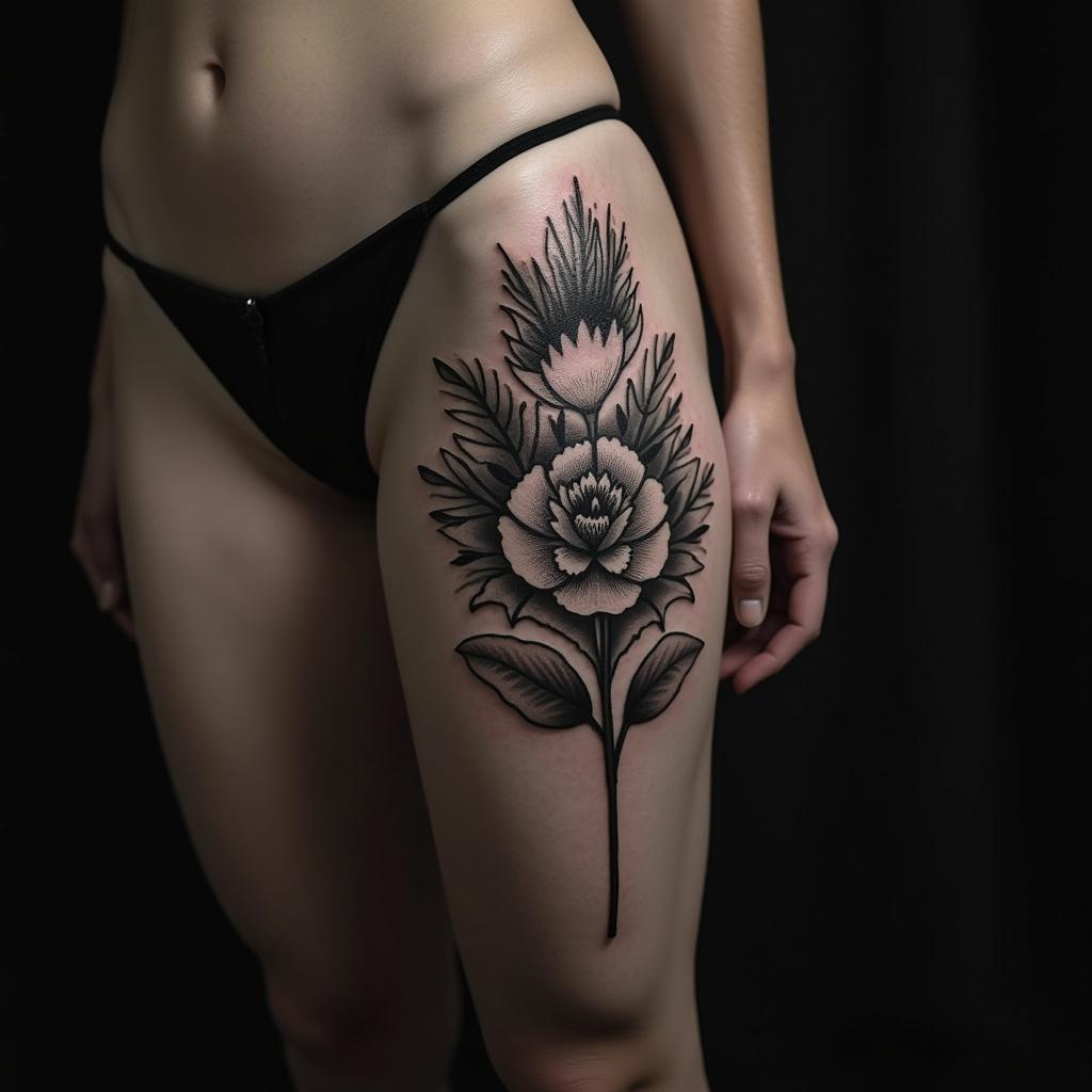 Thigh Tattoo On Stomach 10