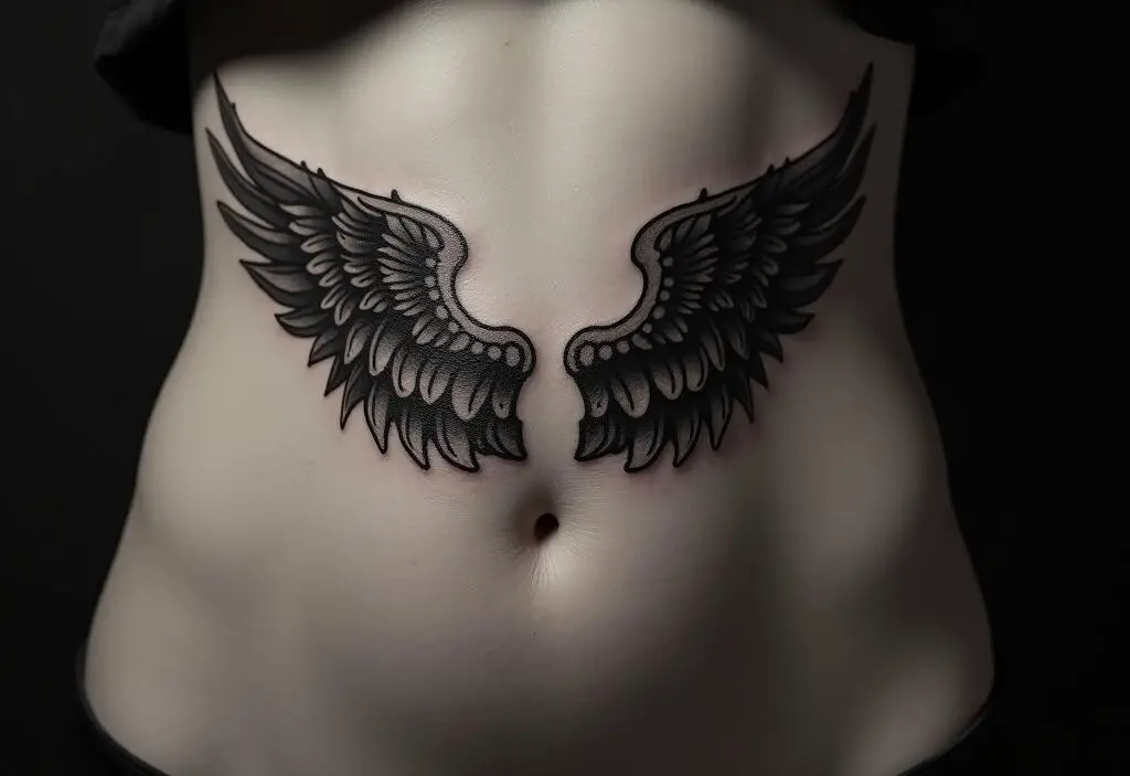 Wings Tattoo On Belly 1