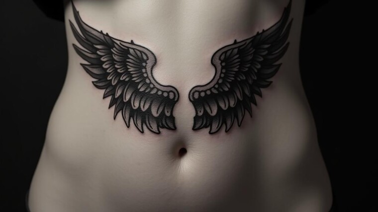 Wings Tattoo On Belly 1