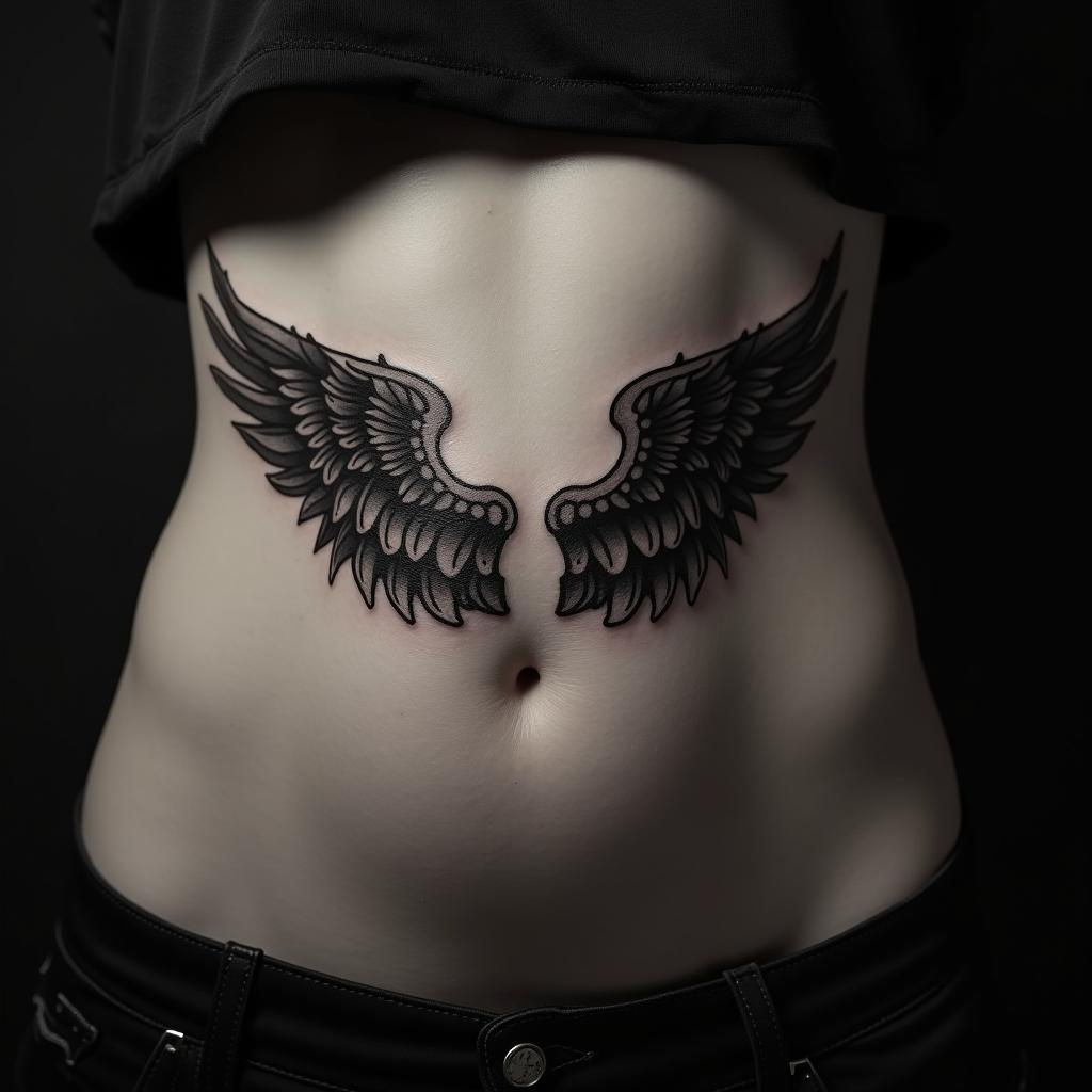 Wings Tattoo On Belly 1