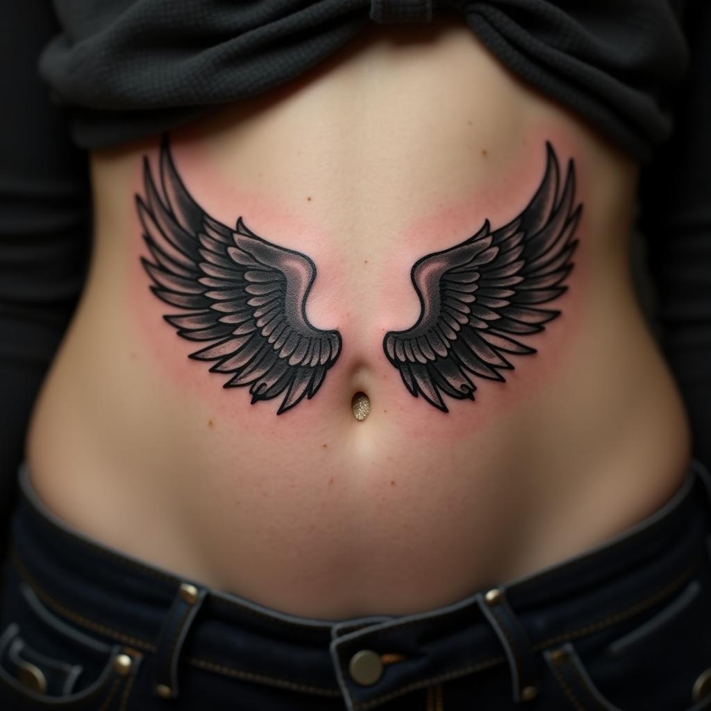 Wings Tattoo On Belly 10