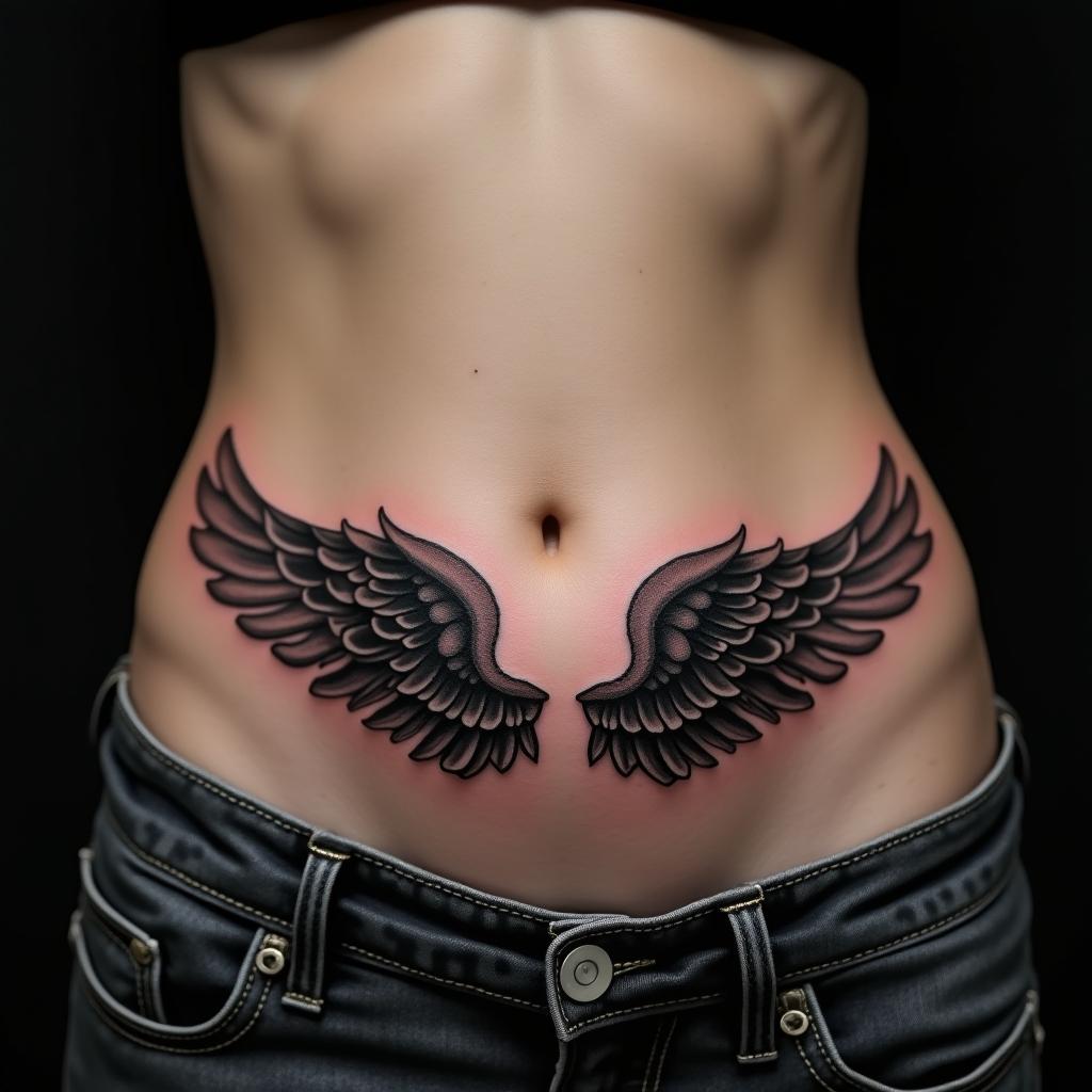 Wings Tattoo On Belly 11