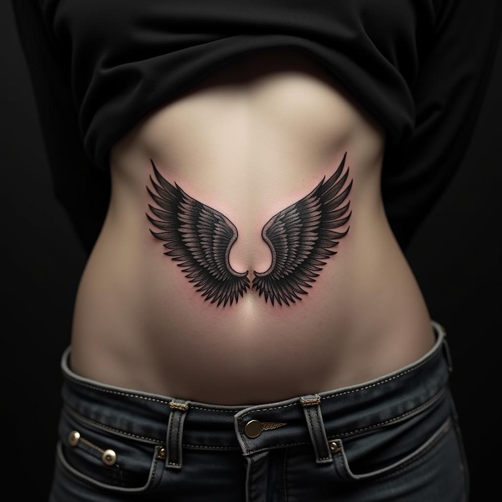 Wings Tattoo On Belly 13