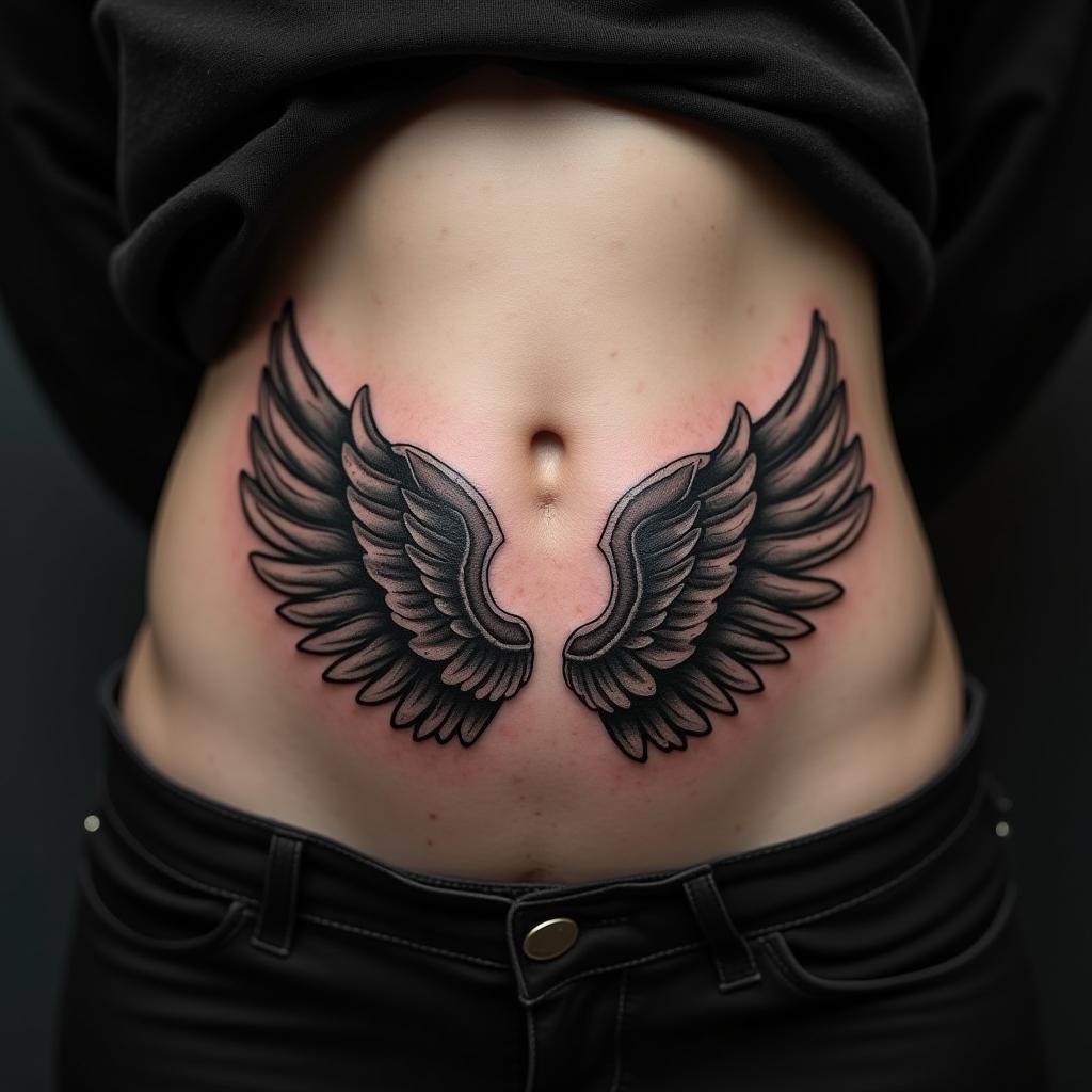 Wings Tattoo On Belly 3