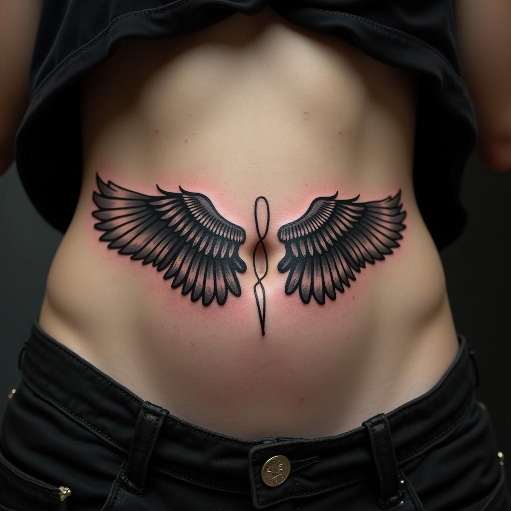 Wings Tattoo On Belly 5