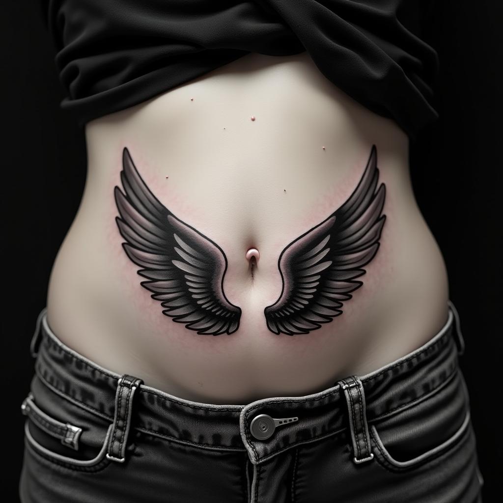 Wings Tattoo On Belly 6