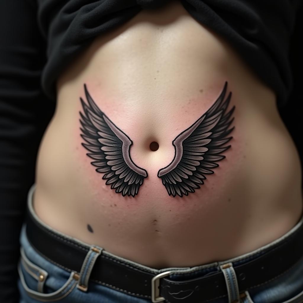 Wings Tattoo On Belly 8