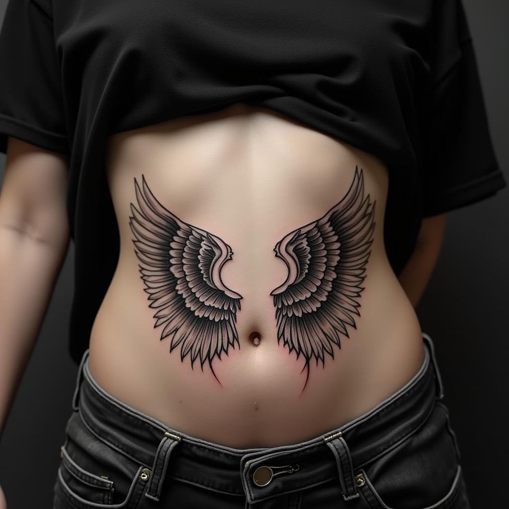 Wings Tattoo On Belly 9