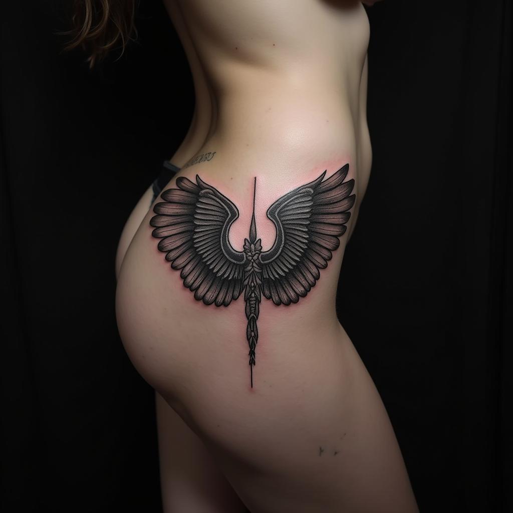 Wings Tattoo On Hip 5