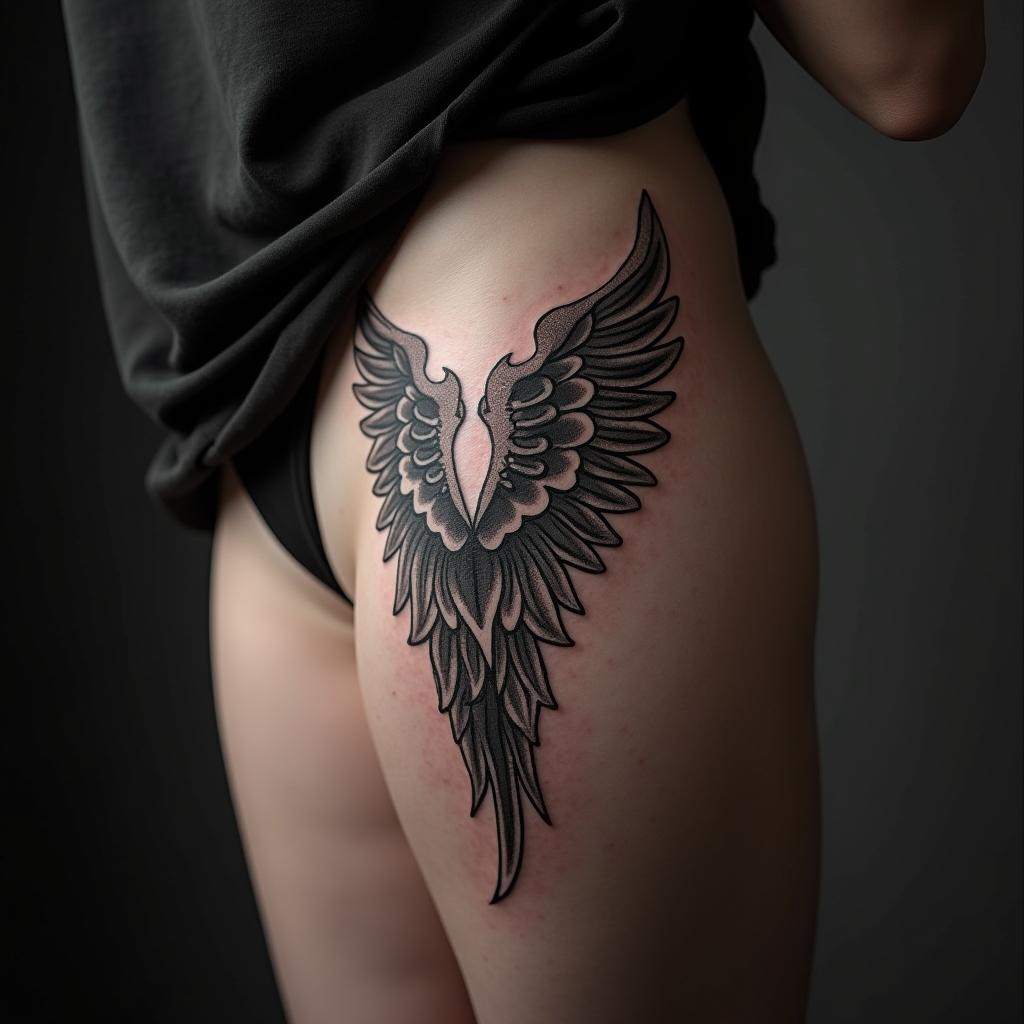 Wings Tattoo On Hip 6