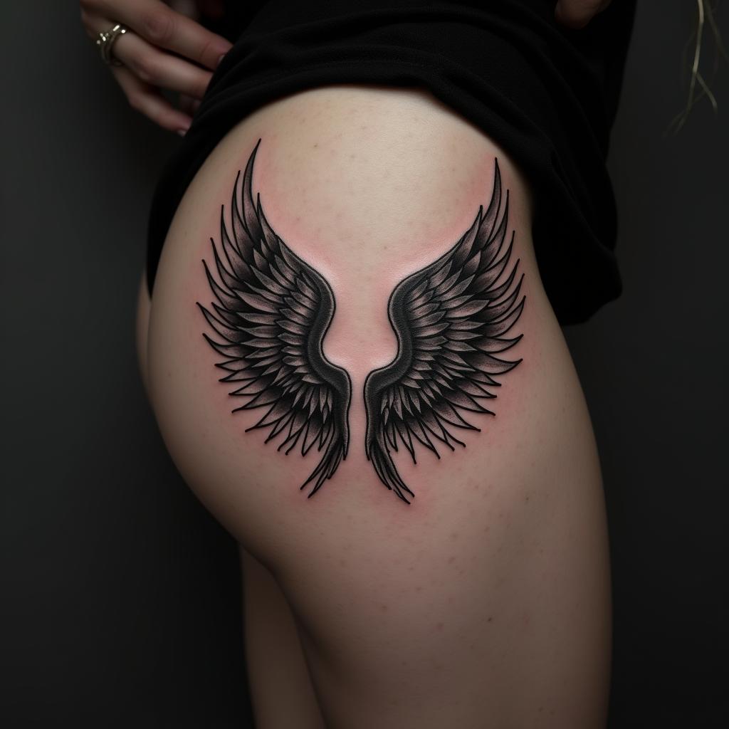 Wings Tattoo On Hip 9